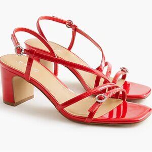 J Crew Women's Strappy Heeled Sandals Party Classic Whimsy Red